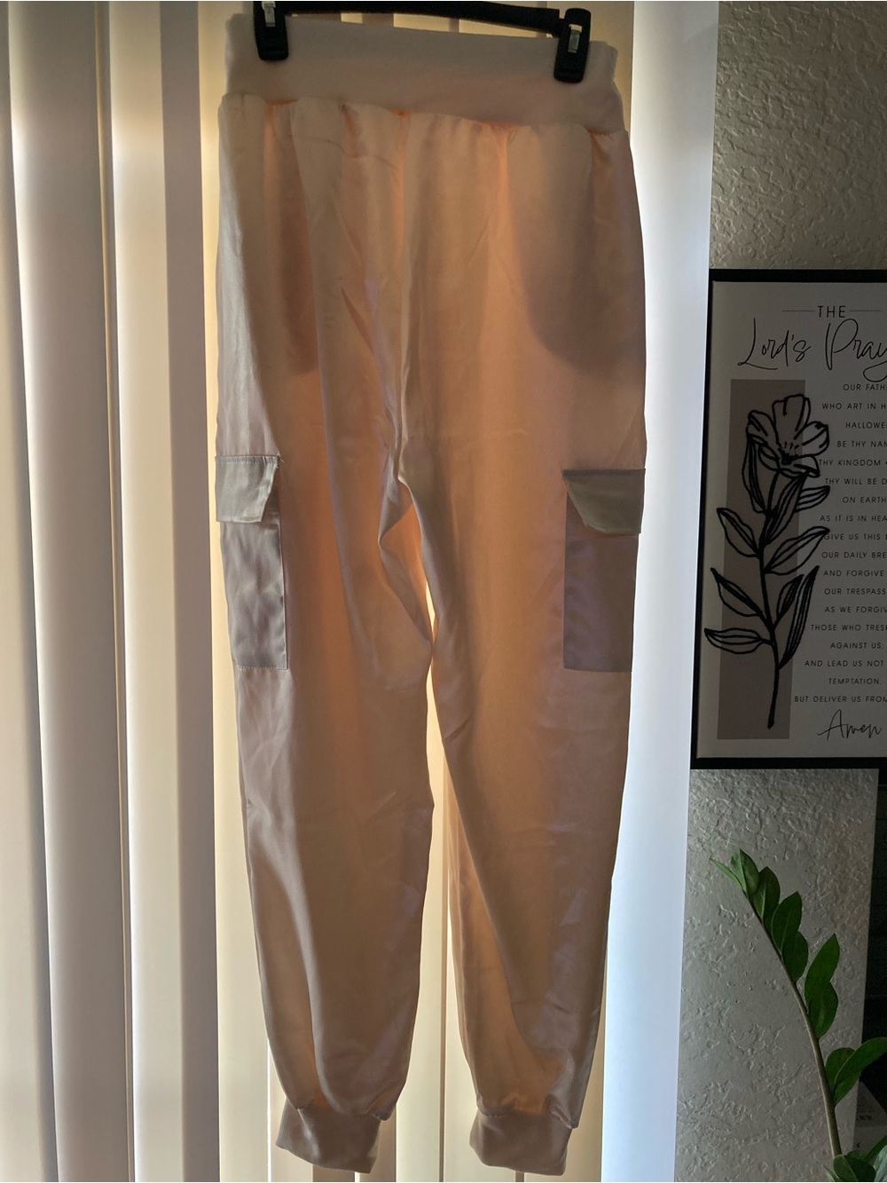 High-Waist White Cargo Jogger Pants